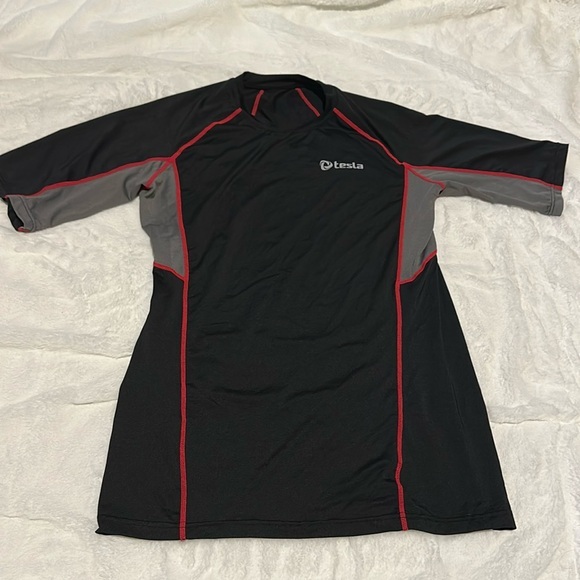 Tesla Mens Cool Dry Compression Baselayer Short Sleeve T-Shirt, Zero Block - Picture 1 of 9